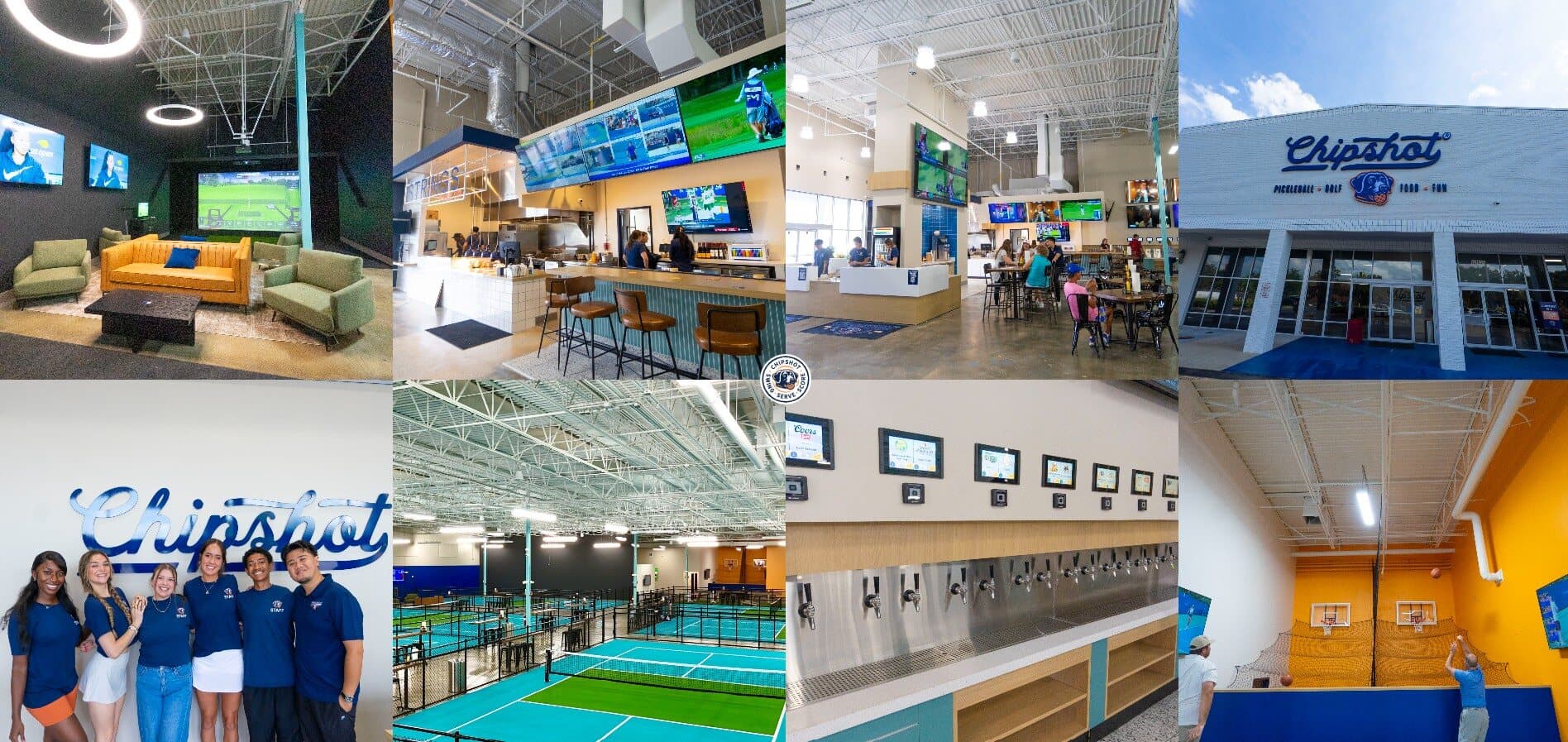 ChipShot combines pickleball, golf simulators, food, leagues, social events, and entertainment into one experience.
